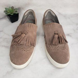 Com + Sens taupe fringe brogue loafer slip on sneakers